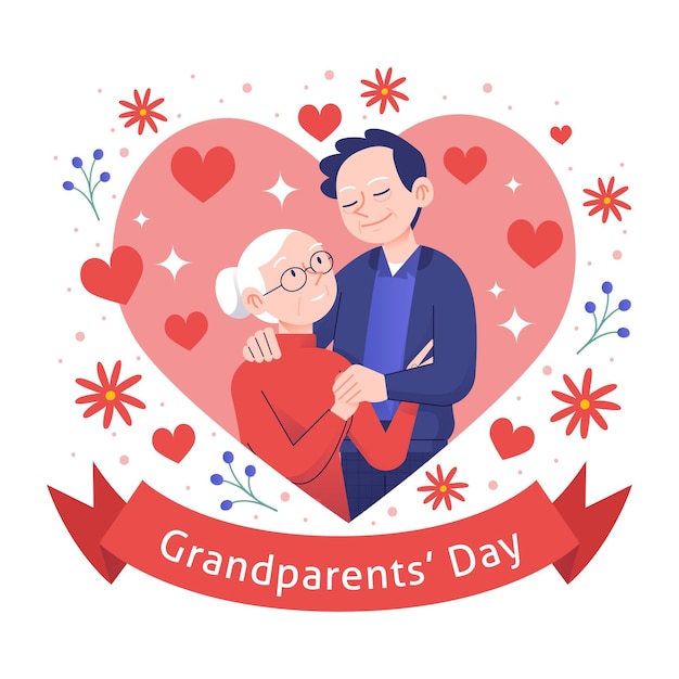 Hand drawn usa national grandparents day concept