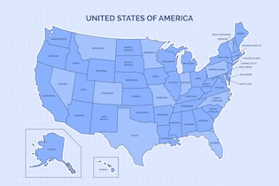 United States map with state names