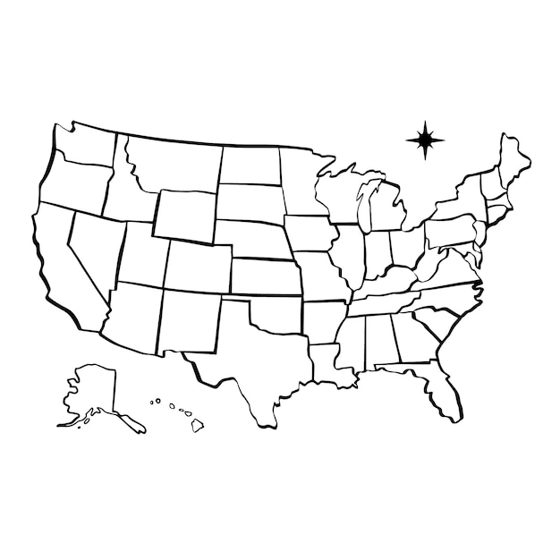 Free Vector hand drawn usa outline map illustration