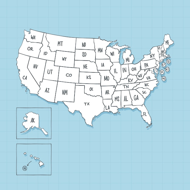 Free vector hand drawn usa outline map