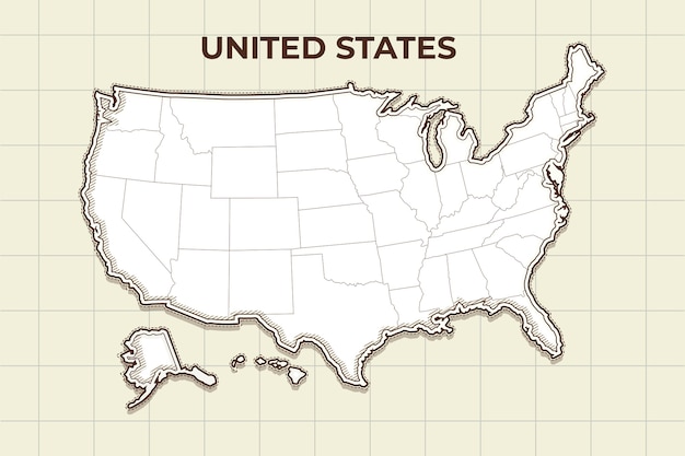 Hand drawn usa outline map