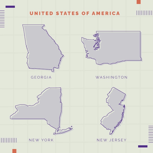 Free Vector hand drawn usa states outline map