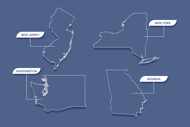 Hand drawn usa states outline map