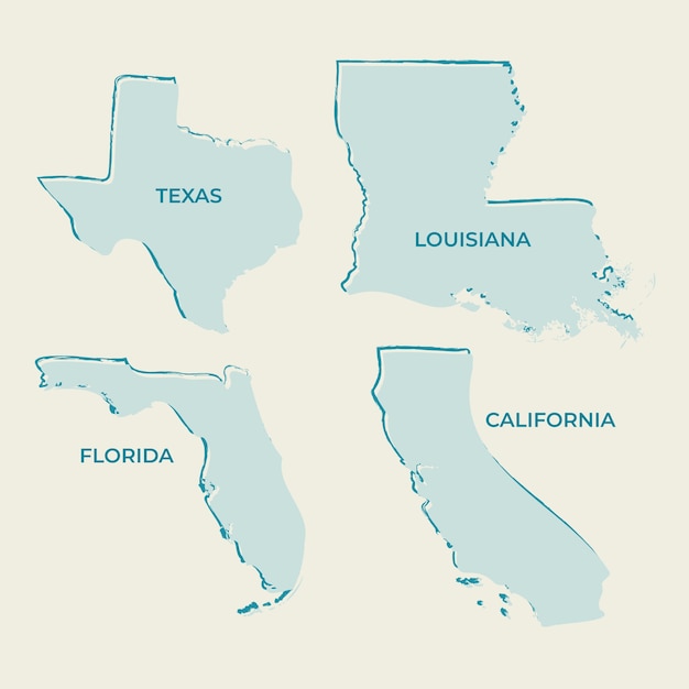 Hand drawn usa states outline map