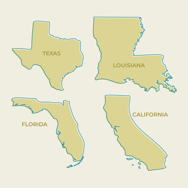 Hand drawn usa states outline map