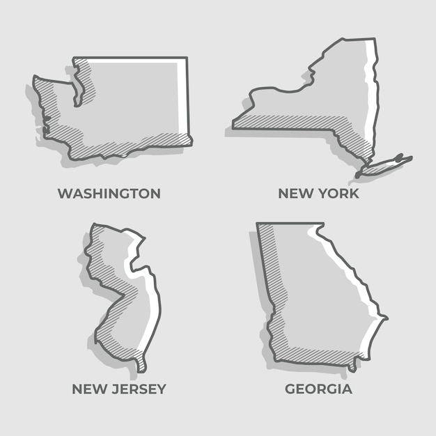 Free Vector hand drawn usa states outline map