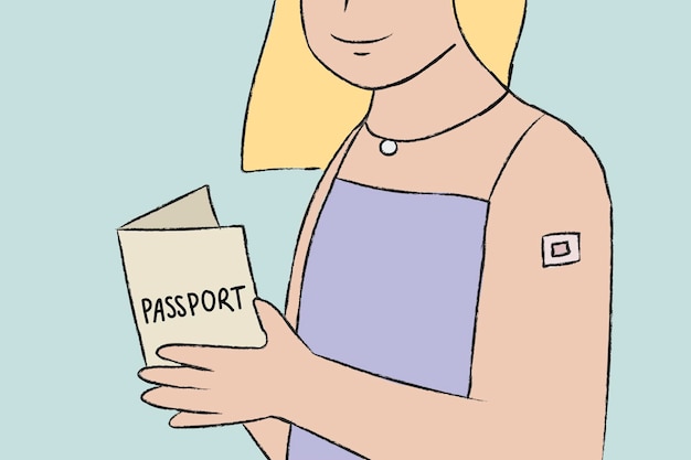 Free Vector hand drawn vaccination passport vector woman character