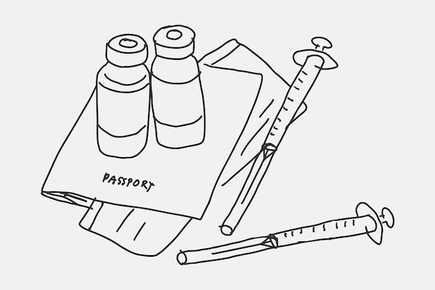 Hand drawn vaccination vector, vaccination passport