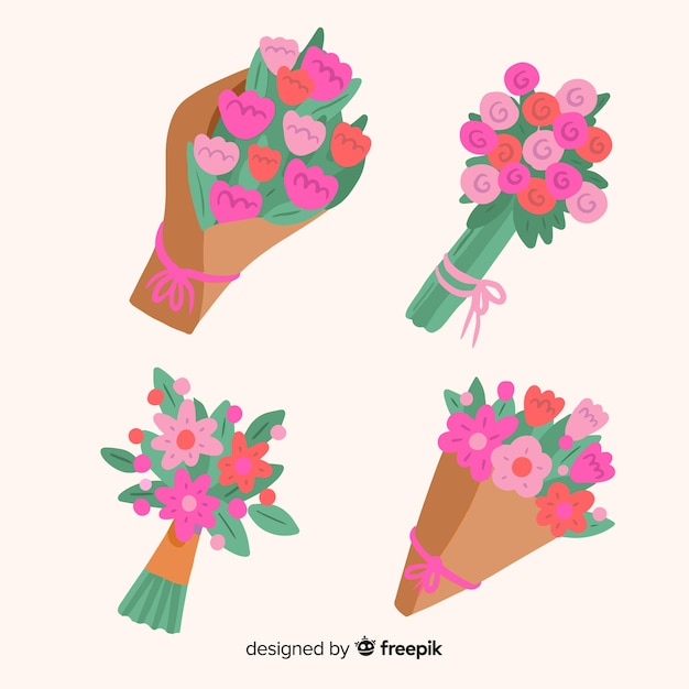 Hand drawn valentine bouquet pack