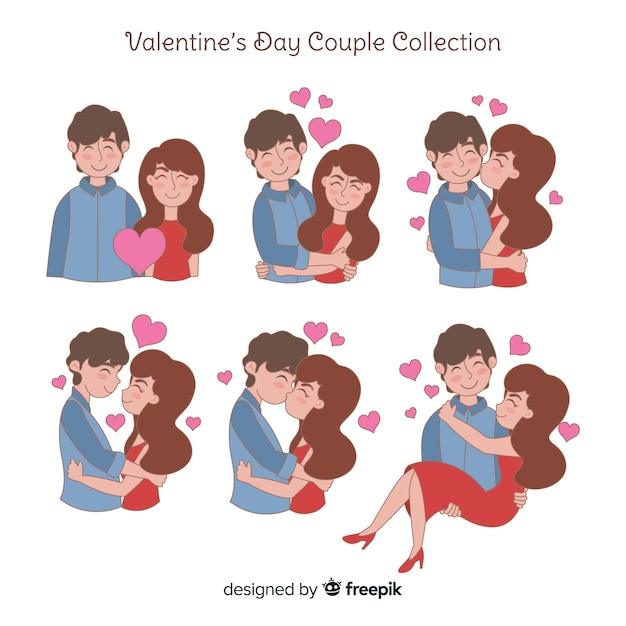 Hand drawn valentine couple collection