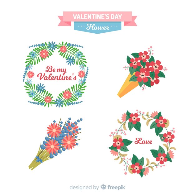 Hand drawn valentine flower pack