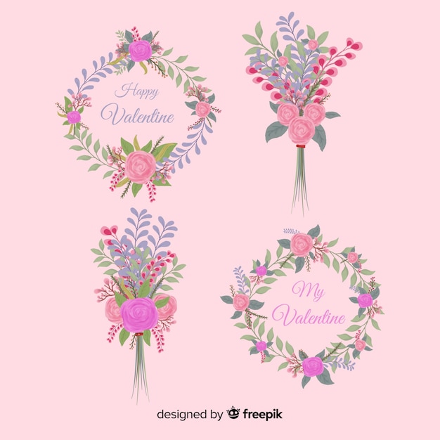 Free Vector hand drawn valentine flower pack