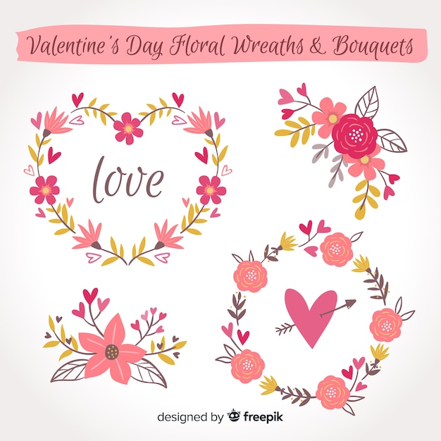 Hand drawn valentine flower pack