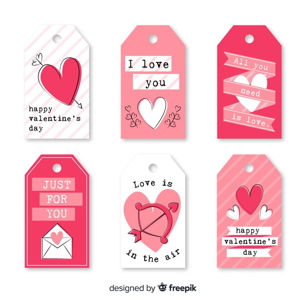 Hand drawn valentine label collection