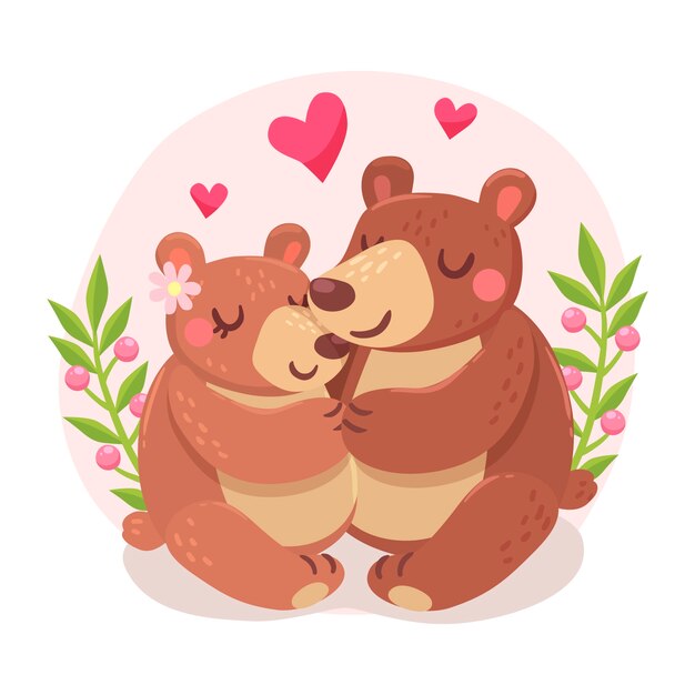 Hand drawn valentine's day animal couple