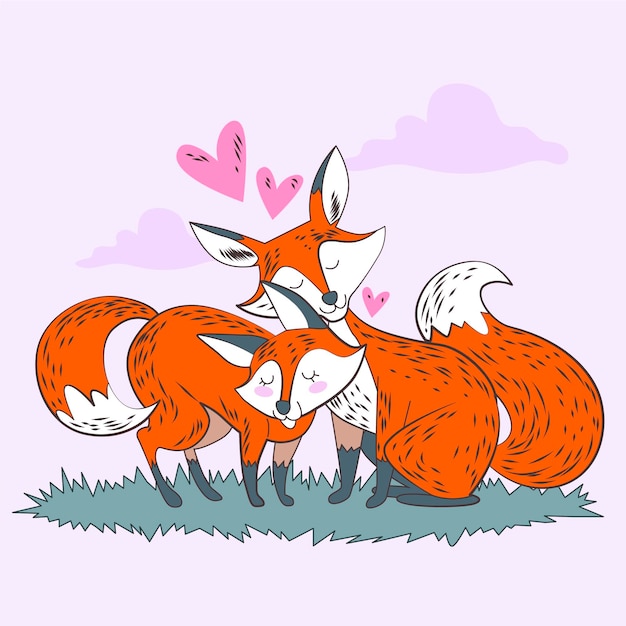 Free vector hand drawn valentine's day animal couple