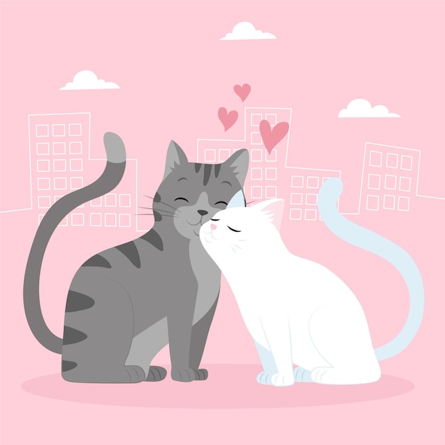 Free Vector hand drawn valentine's day animal couple