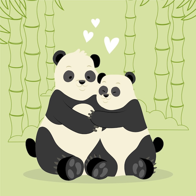 Hand drawn valentine's day animal couple