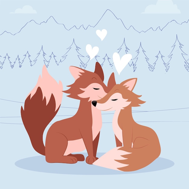 Free Vector hand drawn valentine's day animal couple