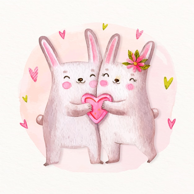 Hand drawn valentine's day animal couple