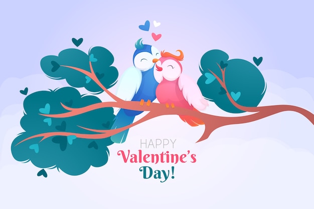 Hand drawn valentine's day background with birds