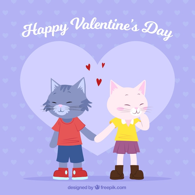 Free Vector hand drawn valentine's day background with cats