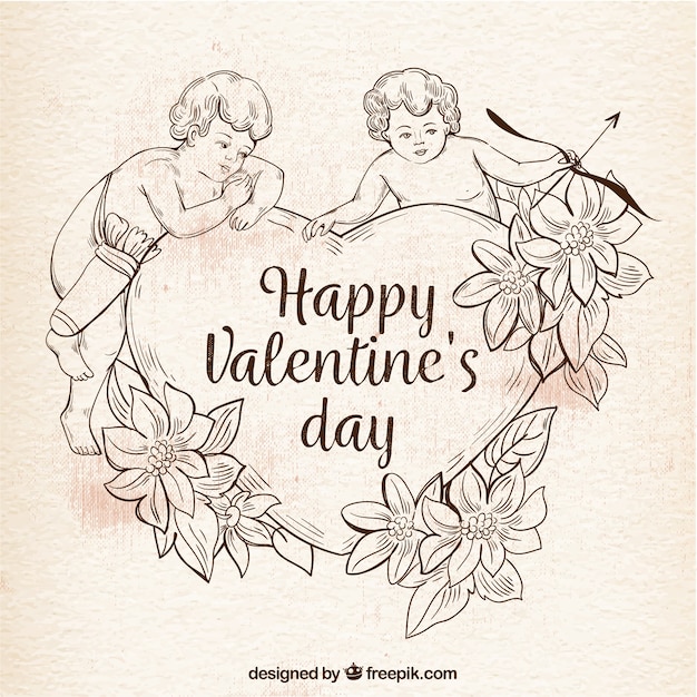 Free vector hand drawn valentine's day background