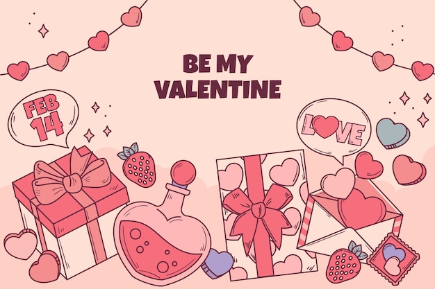 Hand drawn valentine's day background