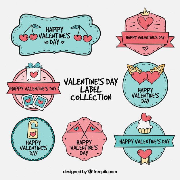 Hand drawn valentine's day badge collection