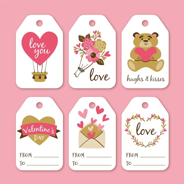 Hand drawn valentine's day badge collection