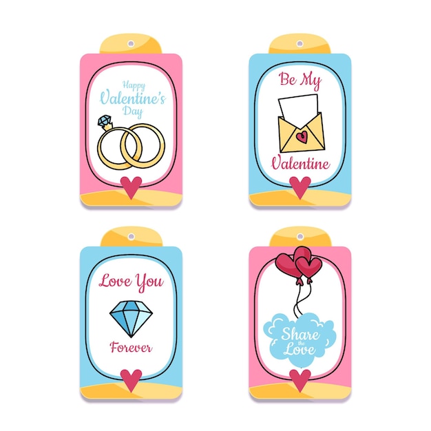 Hand drawn valentine's day badges set