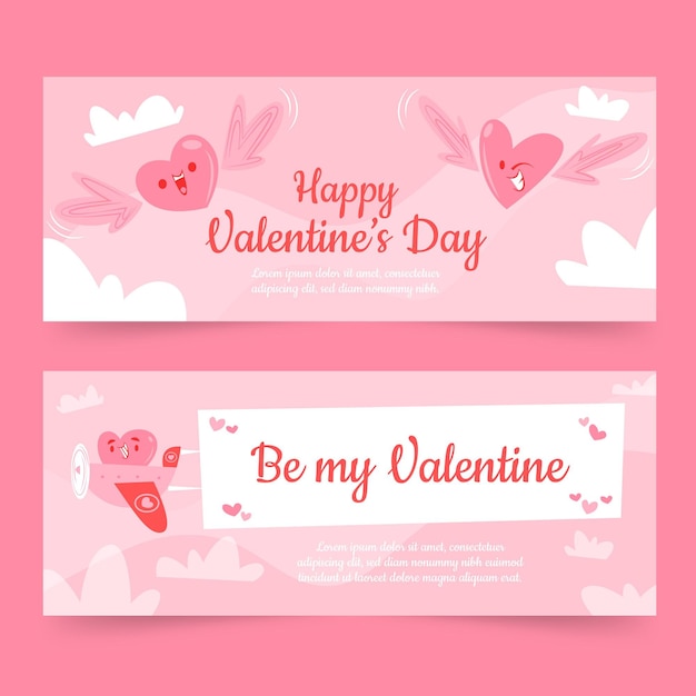 Hand drawn valentine's day banners