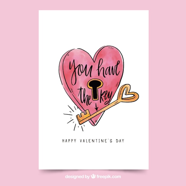 Free Vector hand drawn valentine's day card with letterin