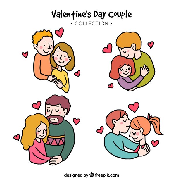 Hand drawn valentine's day couple collection