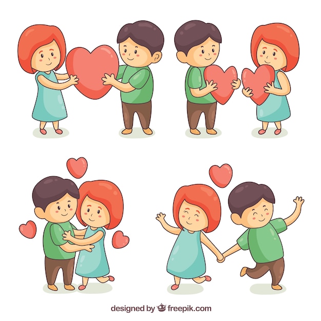 Free vector hand drawn valentine's day couple collection