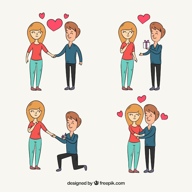 Free Vector hand drawn valentine's day couple collection