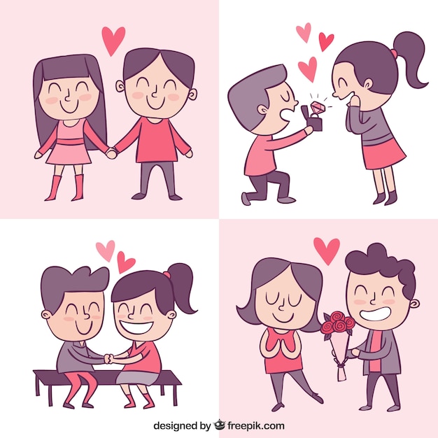 Free vector hand drawn valentine's day couple collection