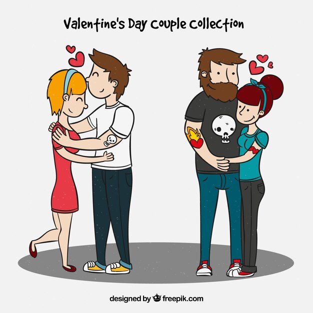 Hand drawn valentine's day couple collection