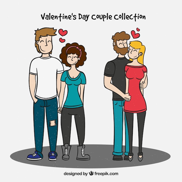 Hand drawn valentine's day couple collection