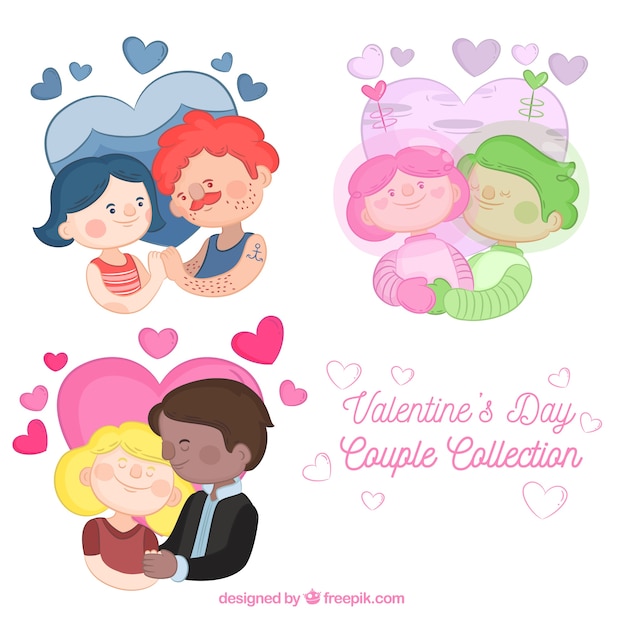 Free Vector hand drawn valentine's day couple collection