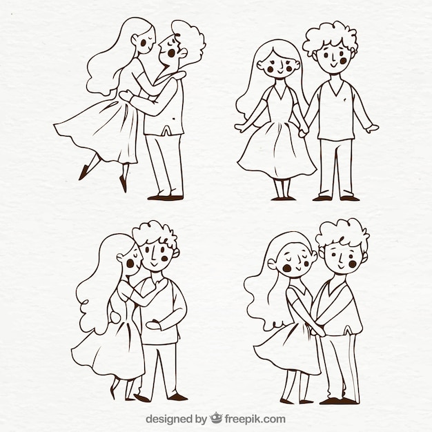 Free Vector hand drawn valentine's day couple collection