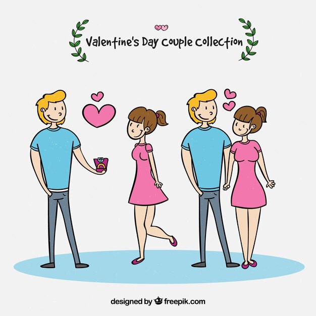 Hand drawn valentine's day couple collection