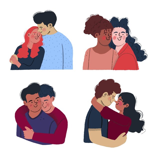 Hand drawn valentine's day couple collection