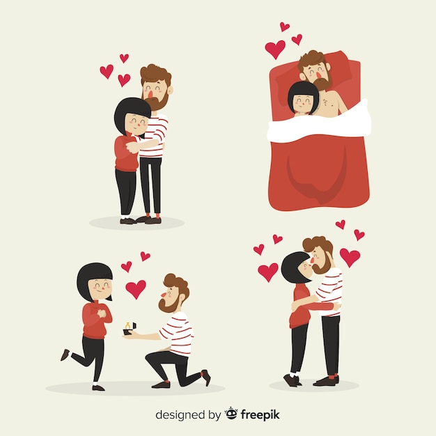 Hand drawn valentine's day couple pack