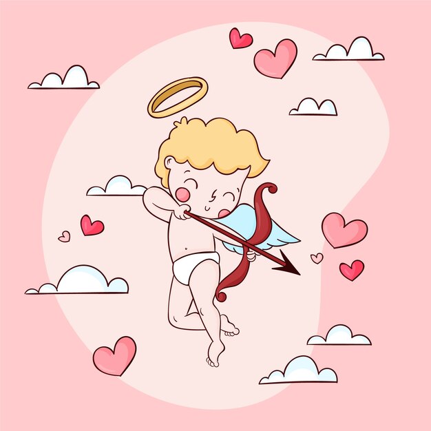 Hand drawn valentine's day cupid illustration