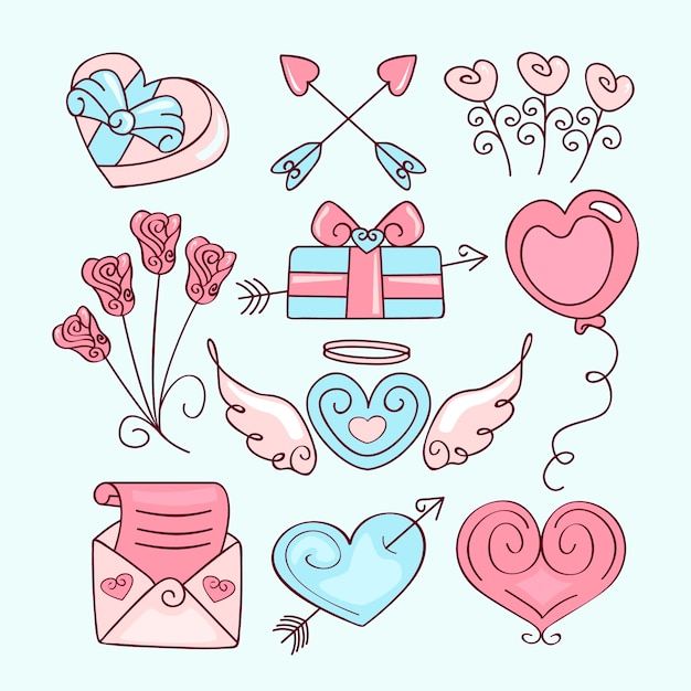 Hand drawn valentine's day cute element collection