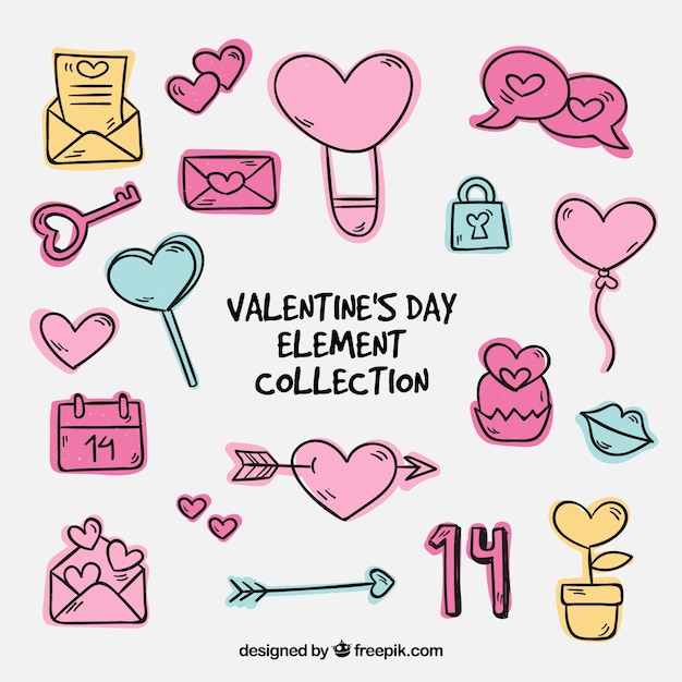 Hand drawn valentine's day element collection