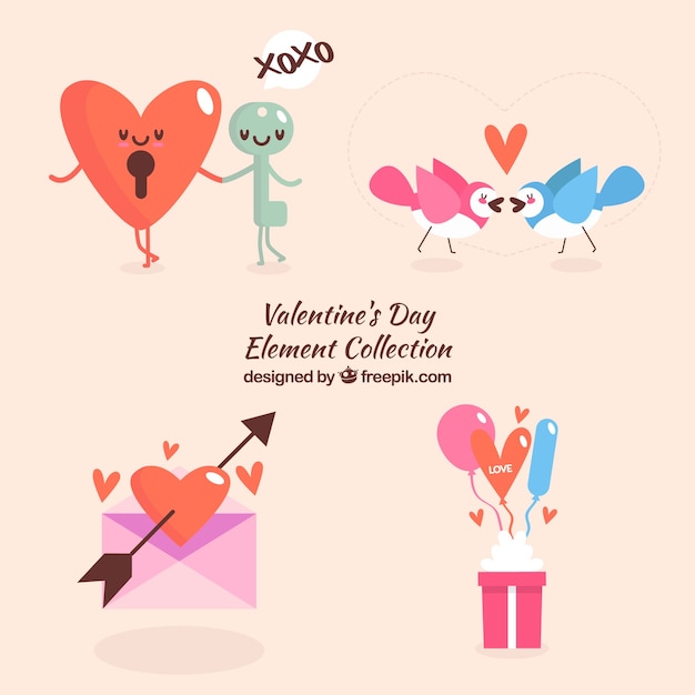 Hand drawn valentine's day element collection