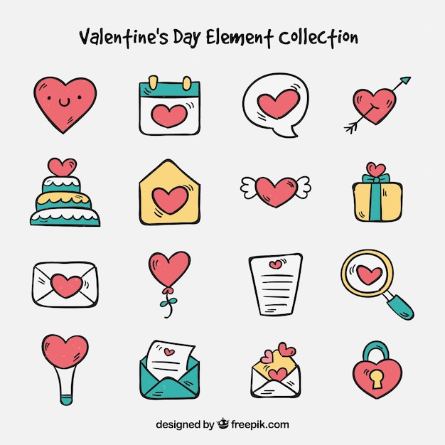 Hand drawn valentine's day element collection