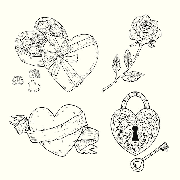 Hand drawn valentine's day element collection